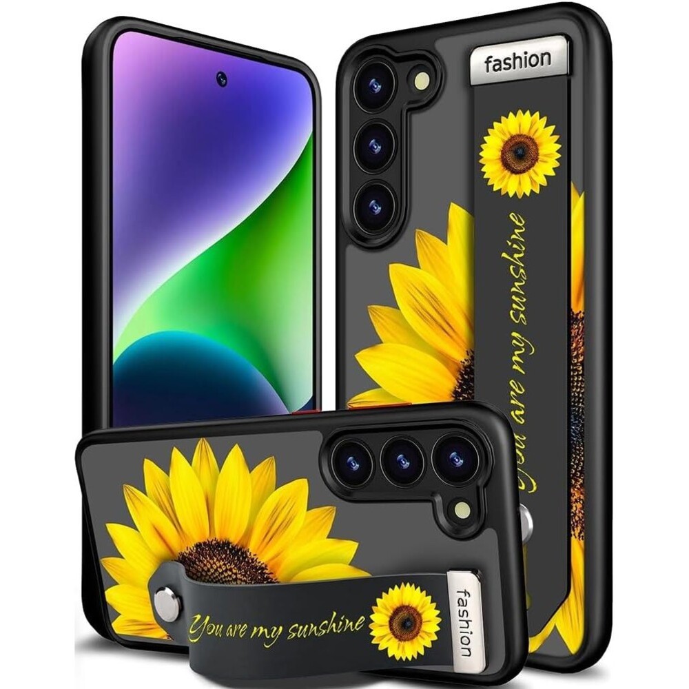 Cisland Samsung Galaxy S25 Case, Strap Stand Kickstand, Yellow Sunflower